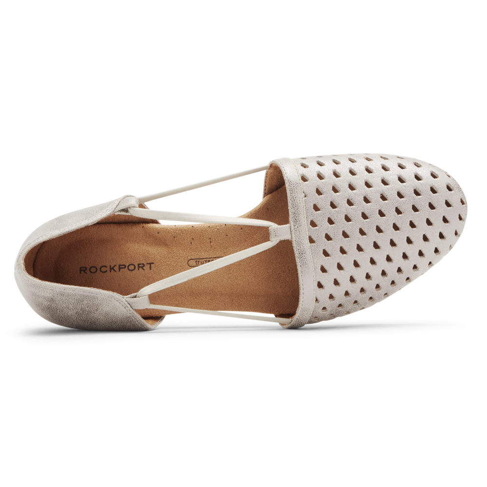 Rockport Singapore Womens Flats - Reagan Perforated White - MX7309265